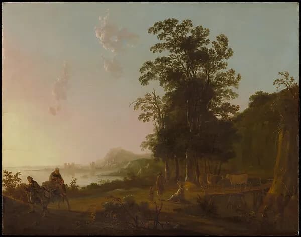 Landscape with the Flight into Egypt by Aelbert Cuyp depicting Matthew 2
