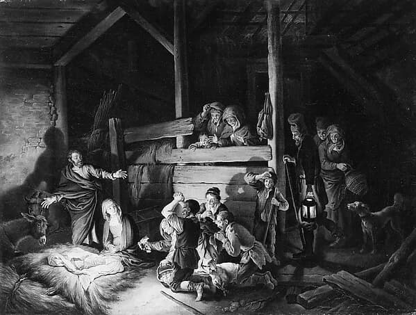 The Adoration of the Shepherds by Christian Wilhelm Ernst Dietrich depicting Luke 2