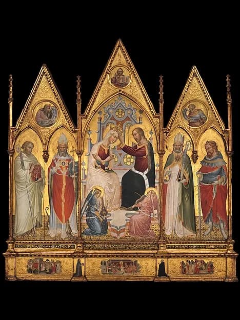 The Coronation of the Virgin, and Saints by Giovanni di Tano Fei depicting Luke 1