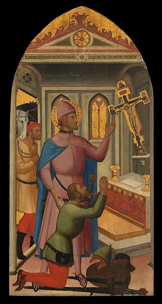An Episode from the Life of Saint Giovanni Gualberto by Niccolò di Pietro Gerini depicting Matthew 27