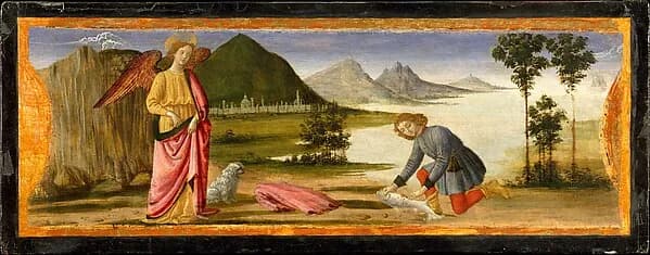 Tobias and the Angel by Davide Ghirlandaio (David Bigordi) depicting Tobit 6