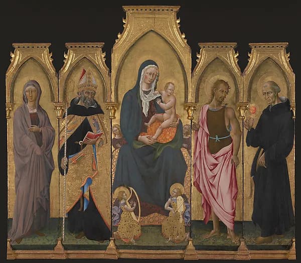 Madonna and Child with Saints by Giovanni di Paolo (Giovanni di Paolo di Grazia) depicting Matthew 3