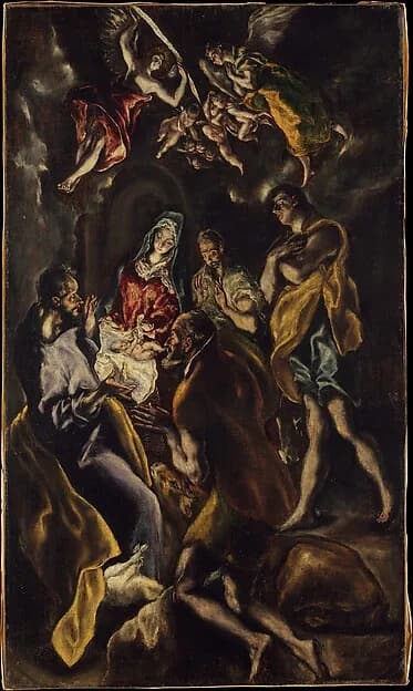 The Adoration of the Shepherds by El Greco (Domenikos Theotokopoulos) and Workshop depicting Luke 2