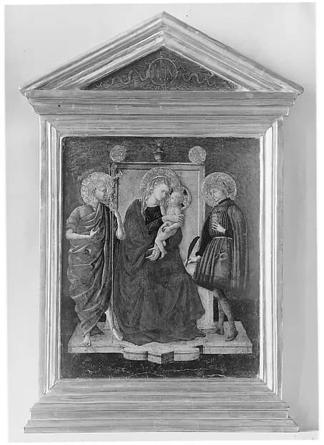 Madonna and Child Enthroned with Saint John the Baptist and Another Saint by Italian (Florentine) Painter depicting Matthew 3