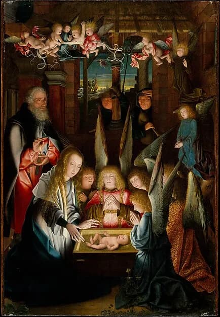 The Adoration of the Christ Child by Jan Joest of Kalkar depicting Matthew 2