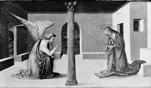 The Annunciation by Fra Filippo Lippi depicting Luke 1
