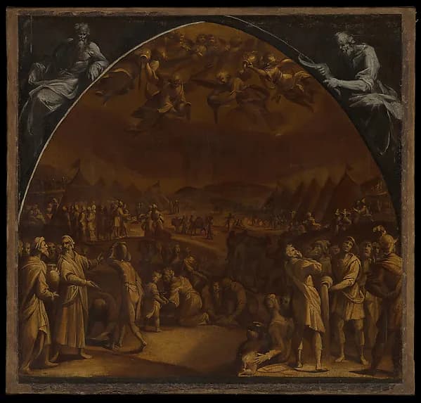 The Gathering of Manna by Aurelio Lomi depicting Numbers 11