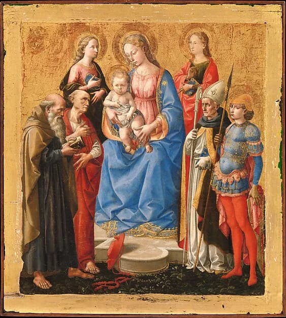 Madonna and Child with Six Saints by Pesellino (Francesco di Stefano) depicting Romans 8
