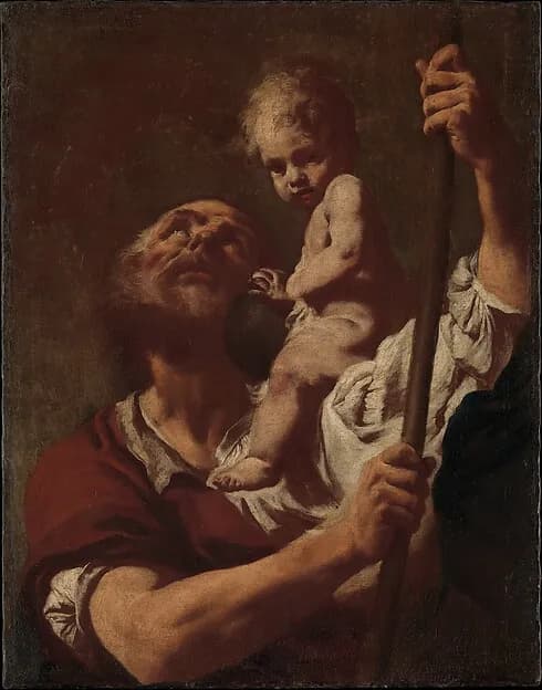 Saint Christopher Carrying the Infant Christ by Giovanni Battista Piazzetta depicting John 1