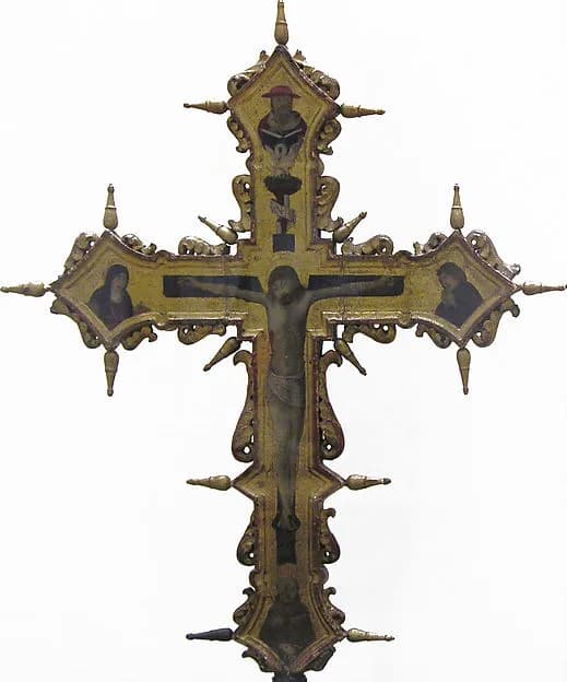 Processional Crucifix by Pietro di Francesco Orioli depicting Luke 23