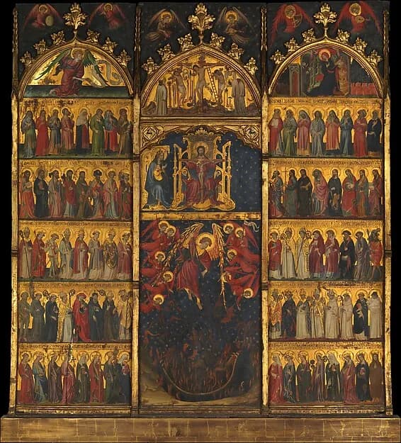 The Trinity Adored by All Saints by Spanish Painter depicting Luke 1