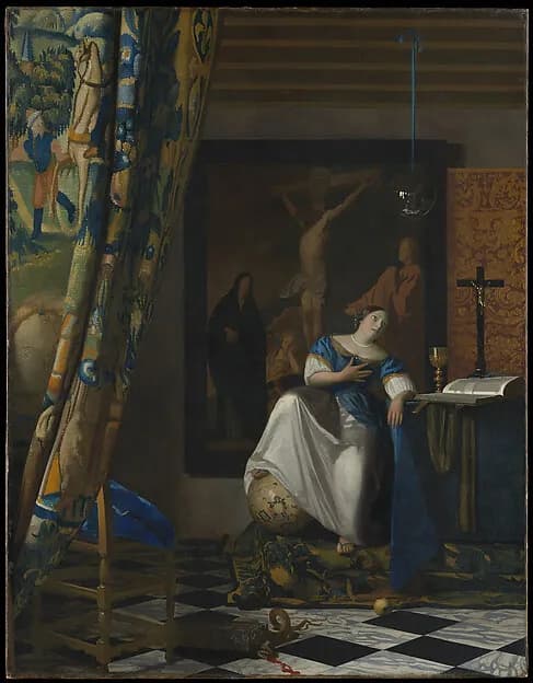 Allegory of the Catholic Faith by Johannes Vermeer depicting John 1