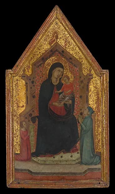 Madonna and Child Enthroned with Two Donors by Goodhart Ducciesque Master depicting Luke 2