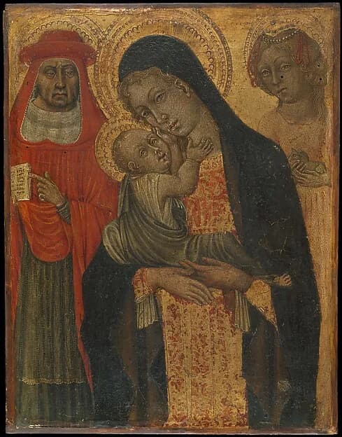 Madonna and Child with Saints Jerome and Agnes by Giovanni di Paolo (Giovanni di Paolo di Grazia) depicting Romans 8