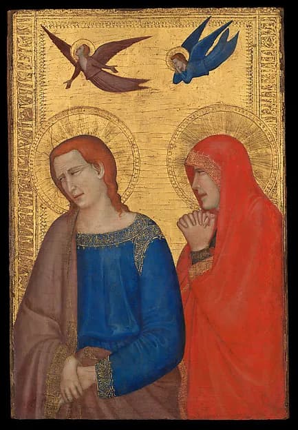 Saints John the Evangelist and Mary Magdalene by Italian, Neapolitan Follower of Giotto depicting John 1