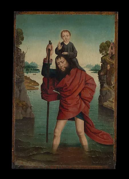 Saint Christopher and the Infant Christ by Dieric Bouts depicting John 1