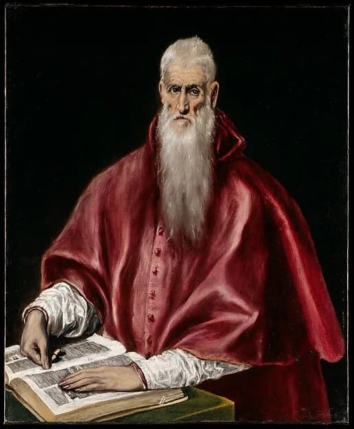 Saint Jerome as Scholar by El Greco (Domenikos Theotokopoulos) depicting Romans 8