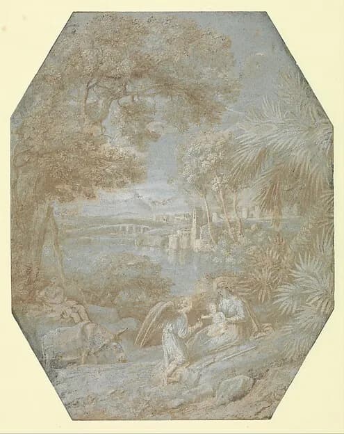Landscape with the Rest on the Flight into Egypt by Claude Lorrain (Claude Gellée) depicting Matthew 2