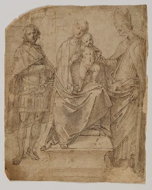 Madonna and Child with Saints Martin and Maurice (?) by Gaudenzio Ferrari depicting Luke 2
