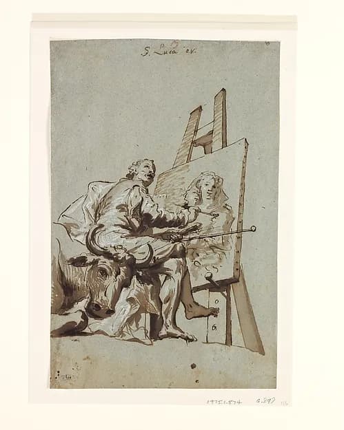 Saint Luke Painting the Virgin by Georg Anton Urlaub depicting Luke 1