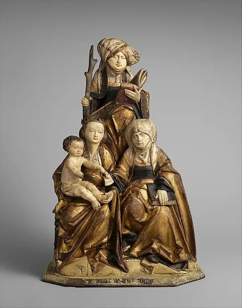 The Virgin and Child, Saint Anne, and Saint Emerentia by Anonymous depicting Luke 1