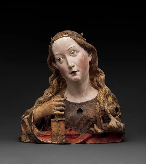 Reliquary Bust of Saint Catherine of Alexandria by Niclaus Gerhaert von Leyden depicting Romans 8