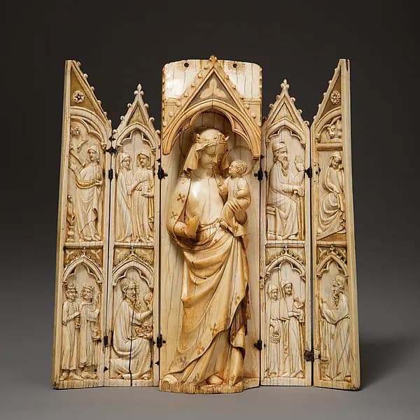 Folding Shrine with the Virgin and Child by Anonymous depicting Luke 1