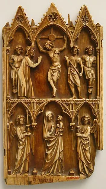 Central Portion from a Triptych with the Crucifixion and Virgin and Child by Anonymous depicting Matthew 27