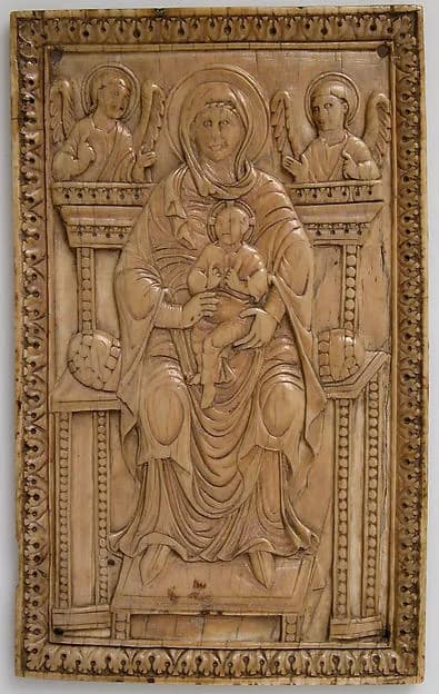 Plaque with Enthroned Virgin and Child by Anonymous depicting Luke 2