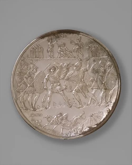 Plate with the Battle of David and Goliath by Anonymous depicting 1 Samuel 17