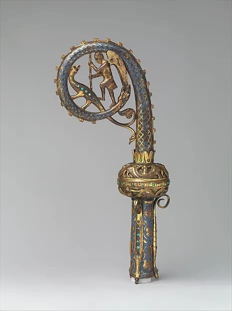 Head of a Crozier with Saint Michael Slaying the Dragon by Anonymous depicting Revelation 12