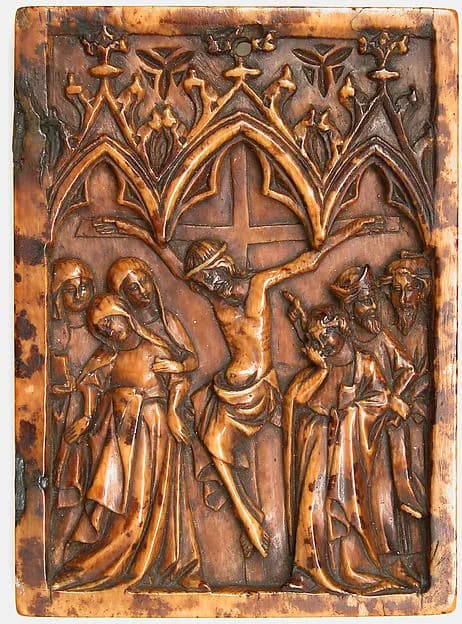 Right Wing of a Diptych with Crucifixion by Anonymous depicting Matthew 27
