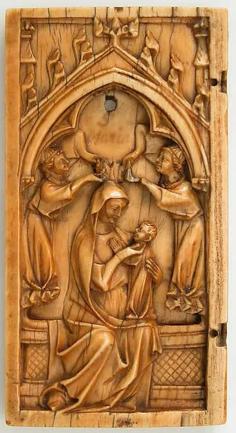 Leaf from a Diptych with the Virgin and Child and Angels by Anonymous depicting Luke 2