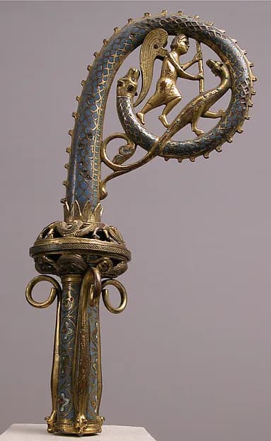 Crozier Head with Saint Michael Slaying the Dragon by Anonymous depicting Revelation 12