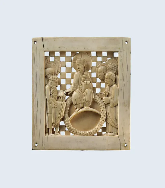 Plaque with Christ Receiving Magdeburg Cathedral from Emperor Otto I by Anonymous depicting John 1