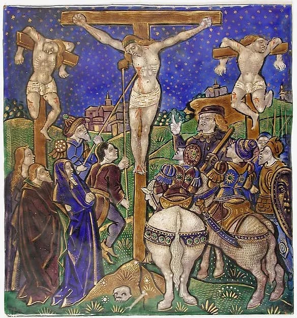 Triptych Panel with the Crucifixion by Anonymous depicting Matthew 27
