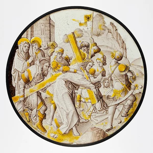 Roundel with Christ Carrying the Cross with Saint Veronica by Anonymous depicting Mark 15