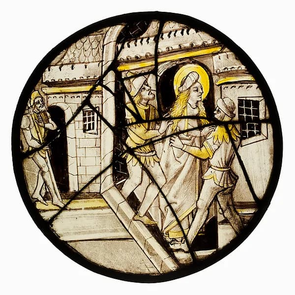 Roundel with Saint Barbara or Saint Catherine Thrown into Prison by Anonymous depicting Romans 8
