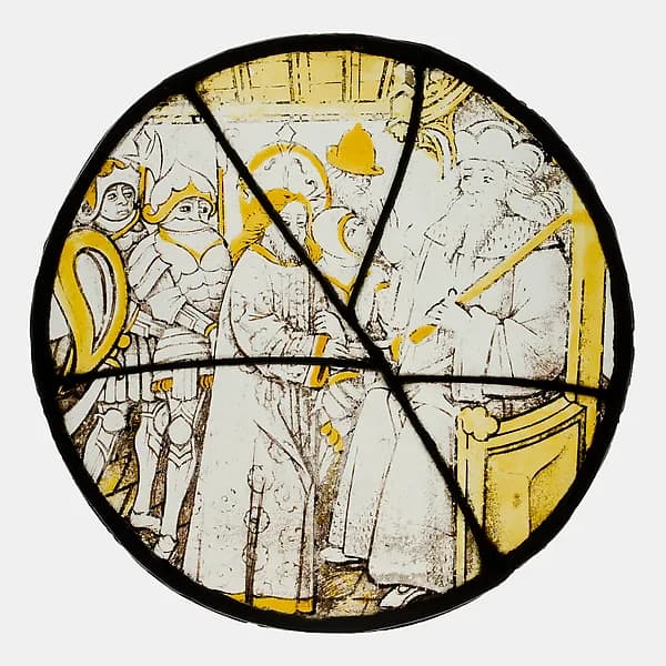 Roundel with Christ before Pilate by Anonymous depicting Matthew 27