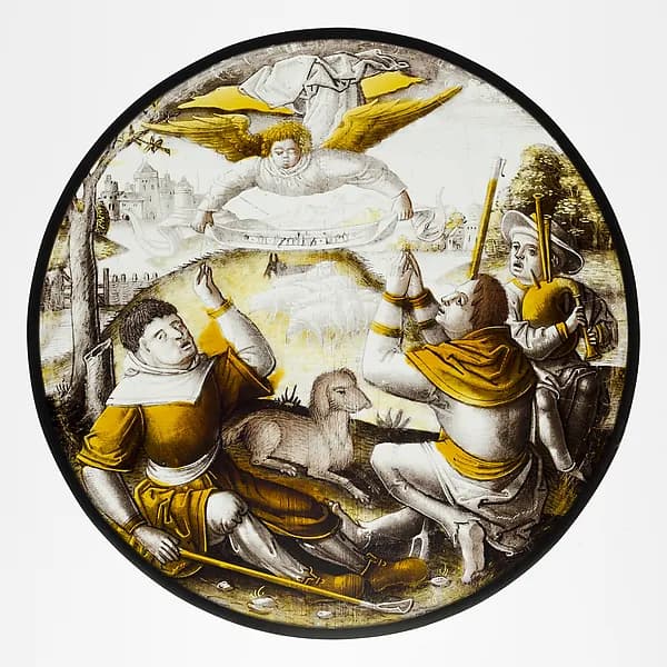 Roundel with Annunciation to the Shepherds by Anonymous depicting Luke 1