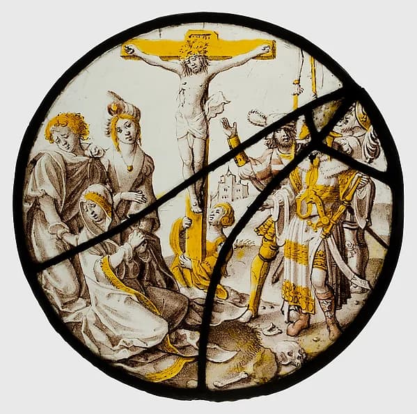 Roundel with the Crucifixion by Anonymous depicting Matthew 27