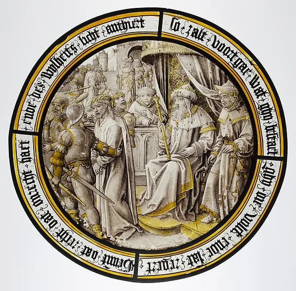 Roundel with Christ Condemned by Pilate by Anonymous depicting John 1