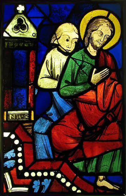 Two Seated Apostles from a Pentecost Scene by Anonymous depicting Acts 2