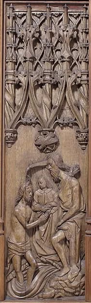 Panel with the Baptism of Christ by Anonymous depicting Matthew 3