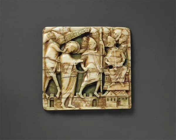 Plaque with Christ Before the High Priest Caiaphas by Anonymous depicting John 1