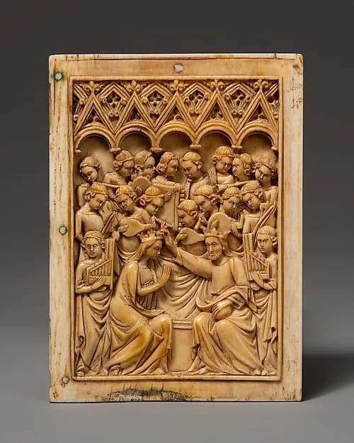 Right Leaf of a Diptych with Coronation of the Virgin by Anonymous depicting Luke 1