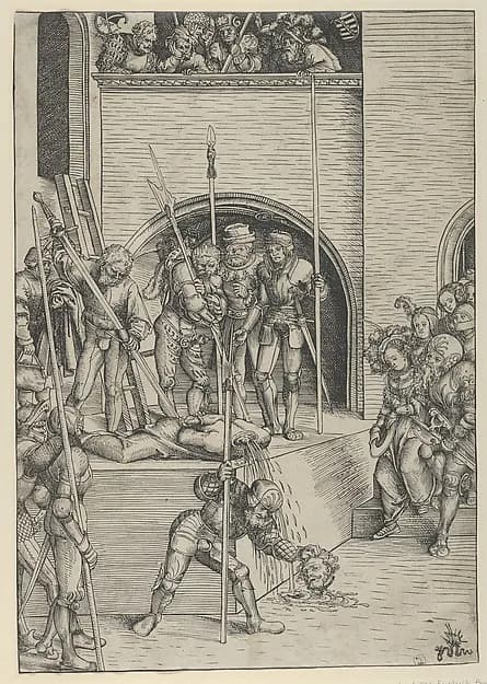 The Beheading of St. John the Baptist by Lucas Cranach the Elder depicting Matthew 3