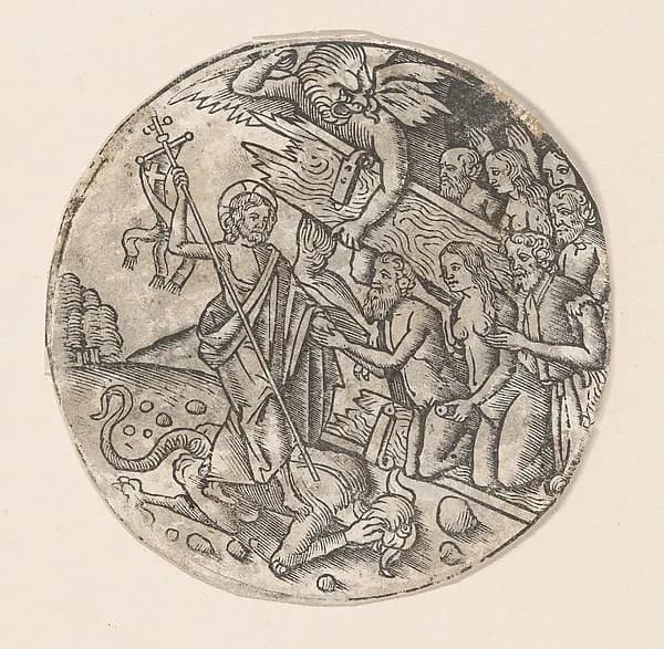 Christ in Limbo, a circular composition by Anonymous, Italian, 16th century depicting John 1