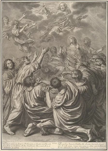 The Ascension of Christ, from The Passion of Christ, plate 31 by Grégoire Huret depicting Acts 1