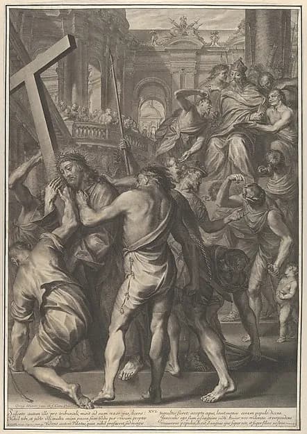 Christ is Sentenced by Pilate, from The Passion of Christ, plate 16 by Grégoire Huret depicting John 1